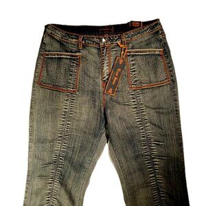 CREST Jeans  sz 17/18  Capri  Loose Fit  Orange Stitch Stretch  Front Seam   NWT